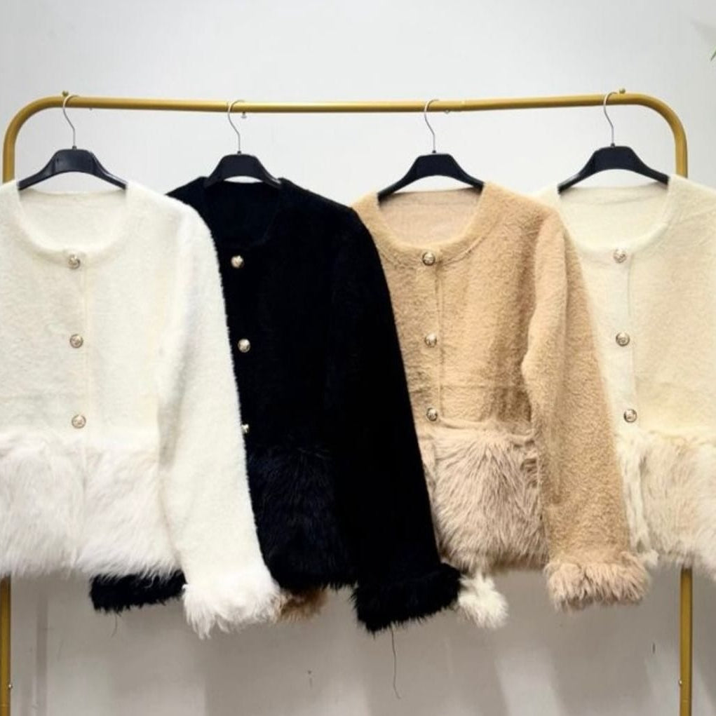 Women's Soft Cardigan With Faux Fur
