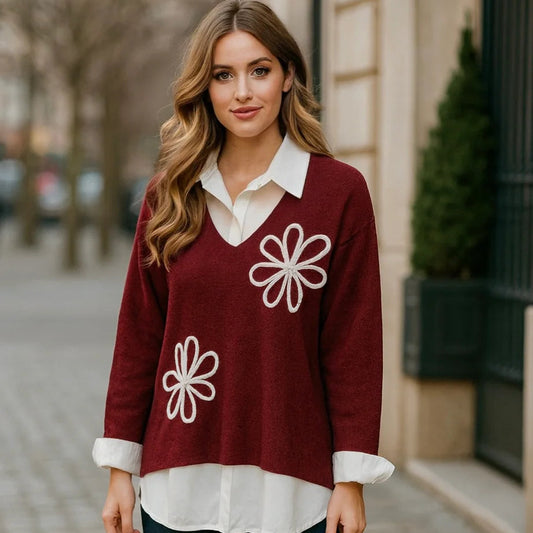 Women's Yasmine Flower Embroidered Jumper