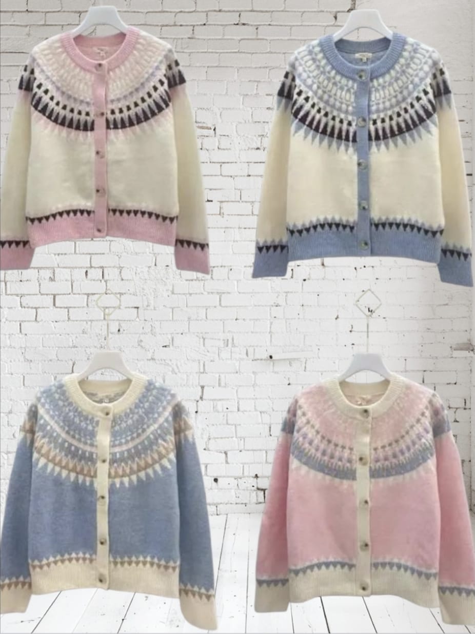 Women's Cardigan With Fair Isle Pattern.