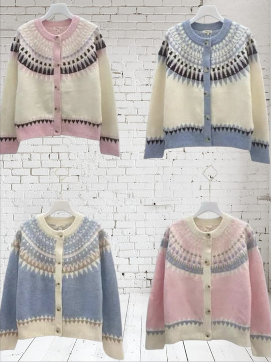 Women's Cardigan With Fair Isle Pattern.