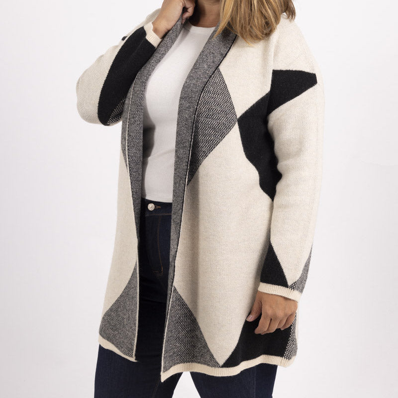 Women's Diamond Pattern Open Cardigan