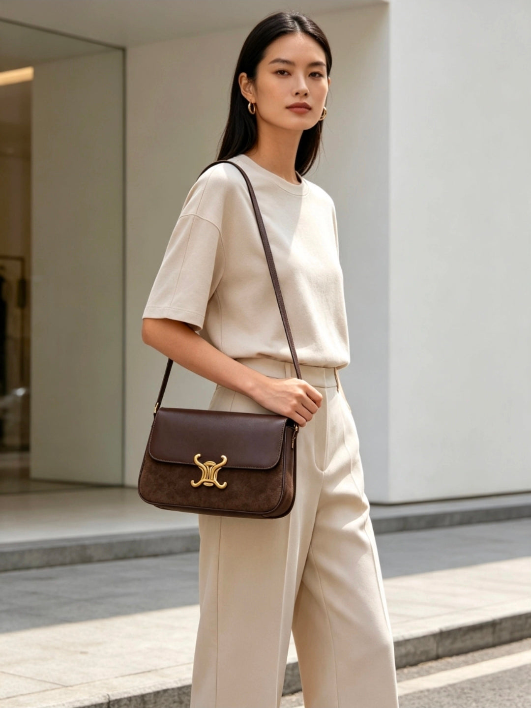 Women's Faux Leather And Suede Bag