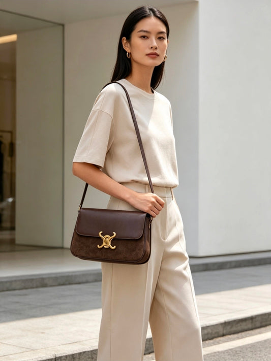 Women's Faux Leather And Suede Bag