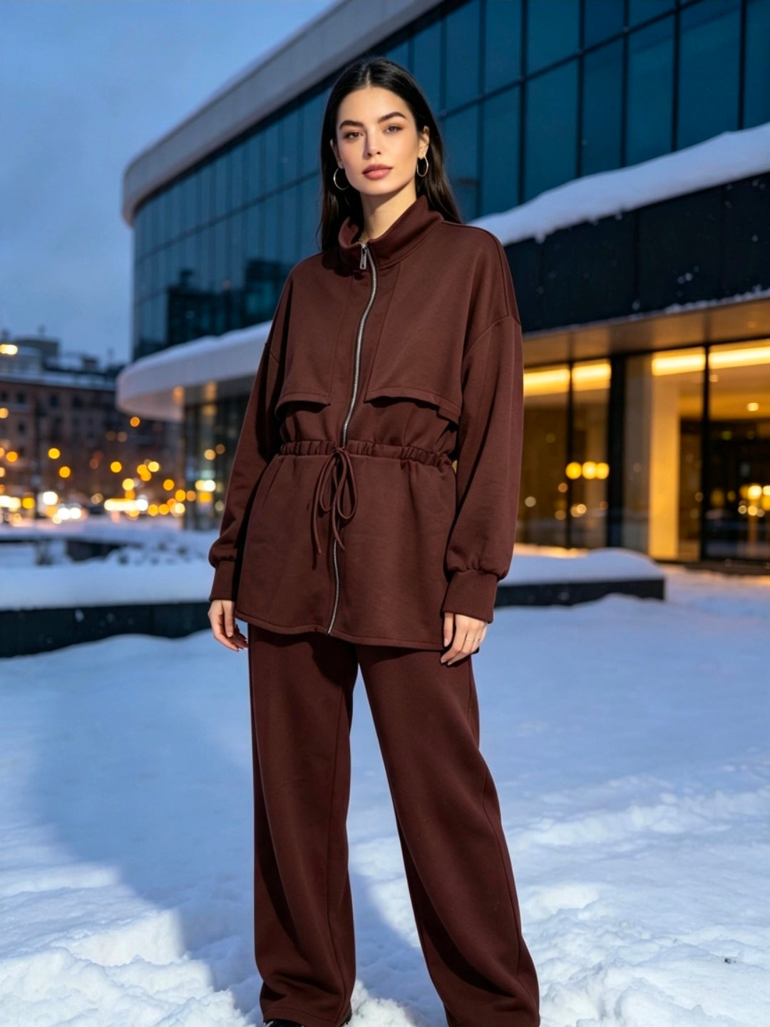 Womens Layer Tie Waist Lounge Wear Set