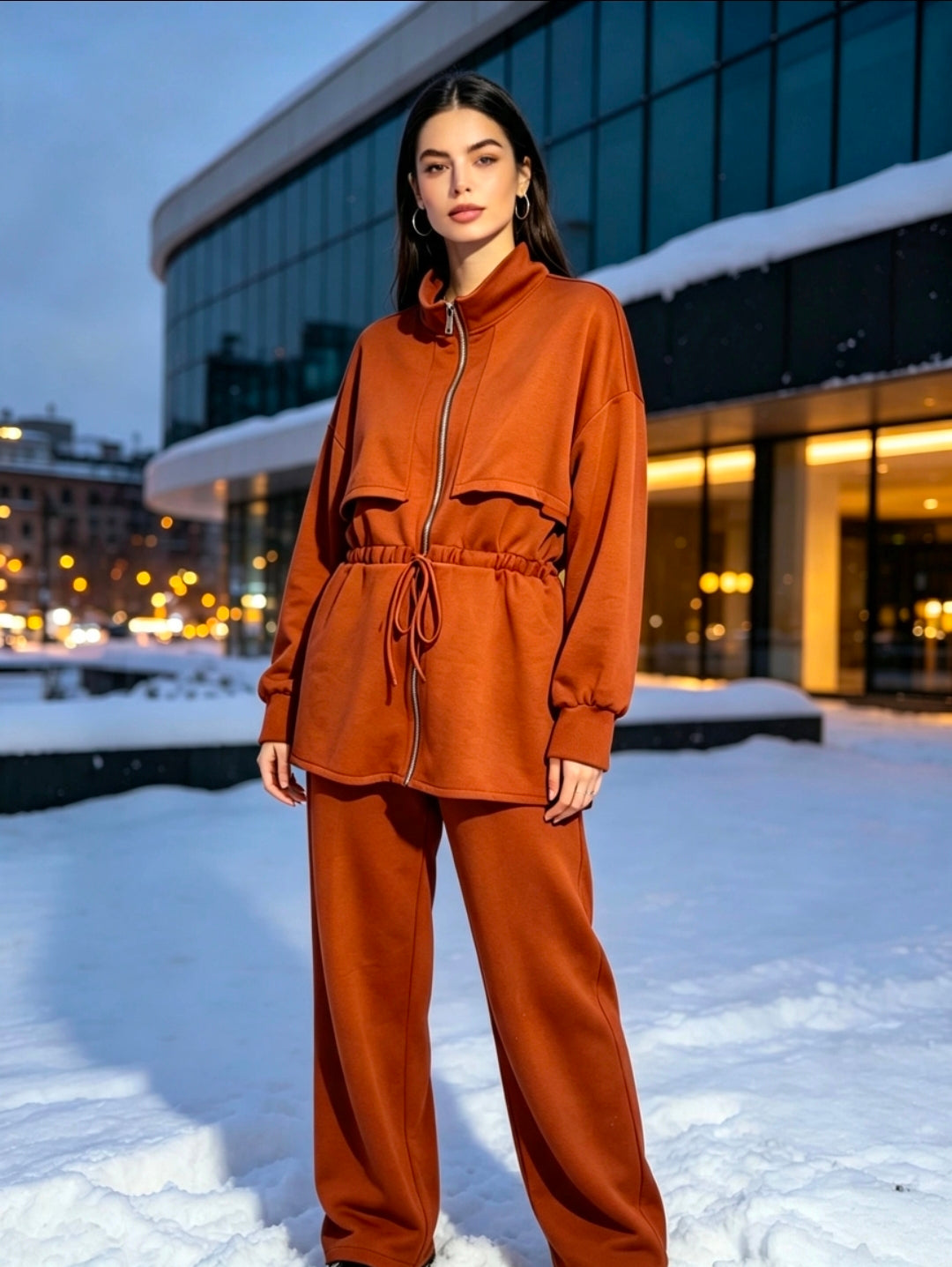 Womens Layer Tie Waist Lounge Wear Set