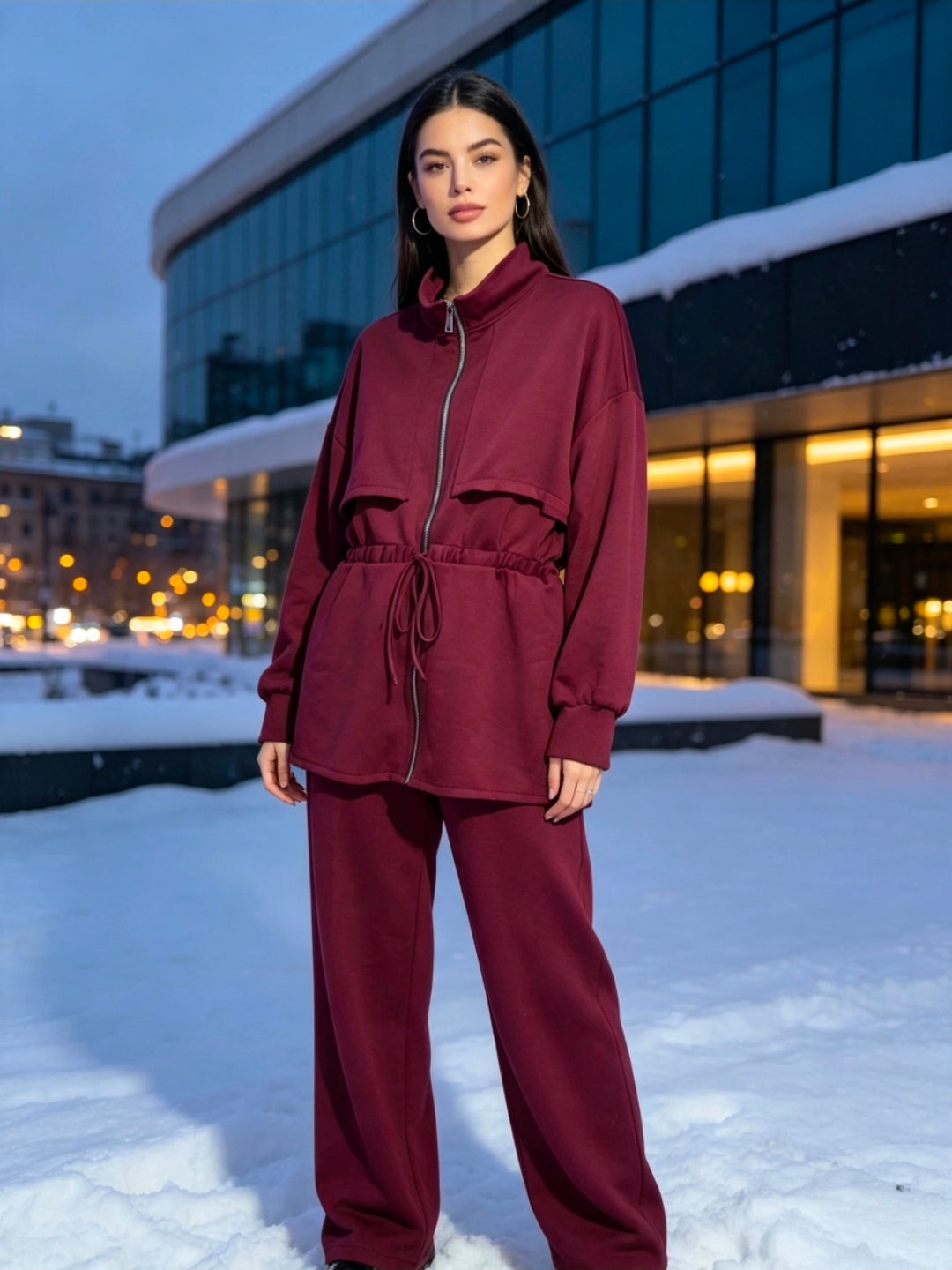 Women's Layer Tie Waist Lounge Wear Set