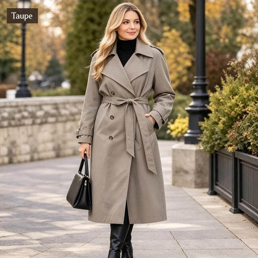 Women's Long Trench Coat With Belt