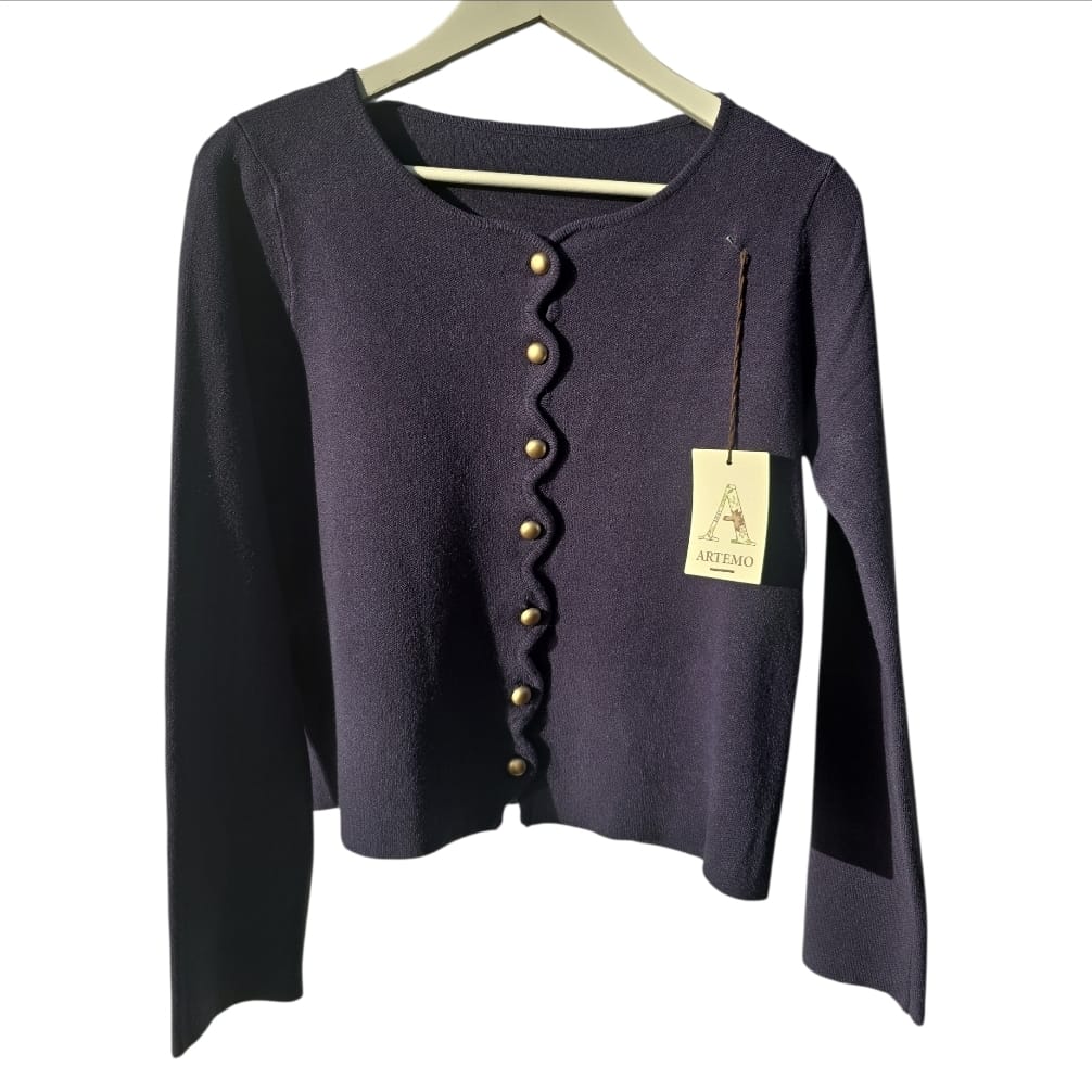 Women's Round Neck Cardigan- Navy Blue