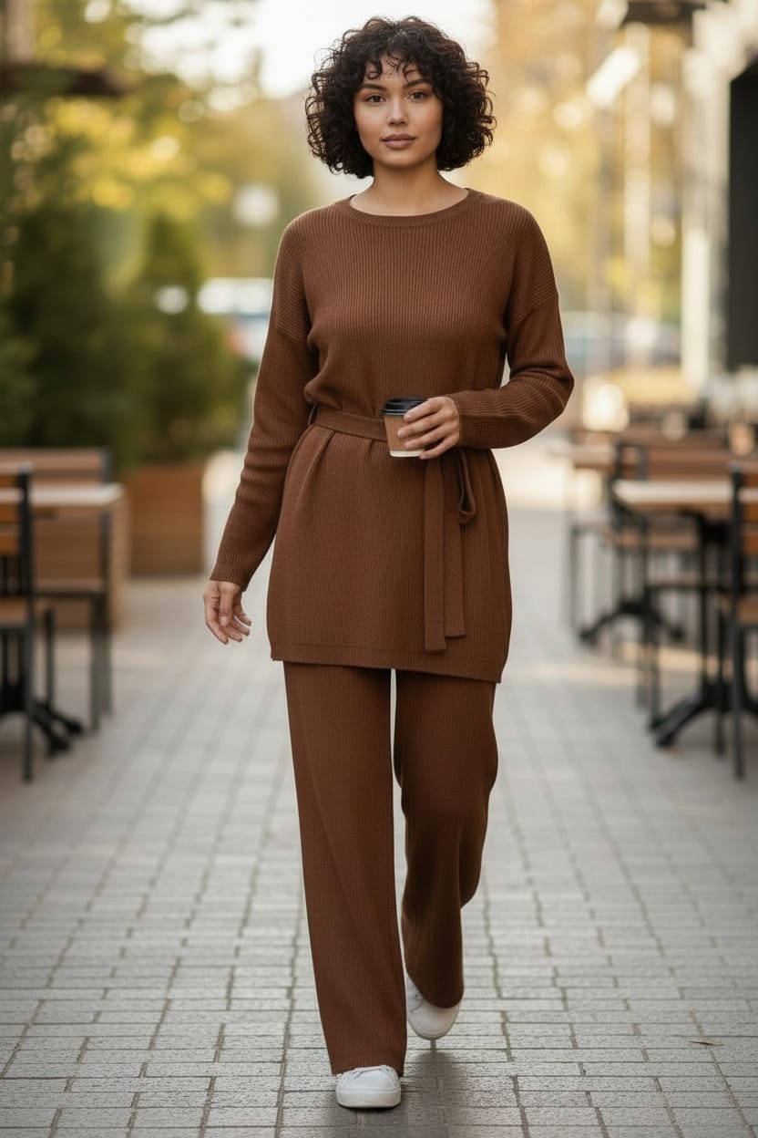 Women's Soft Lounge Wear Belted Top