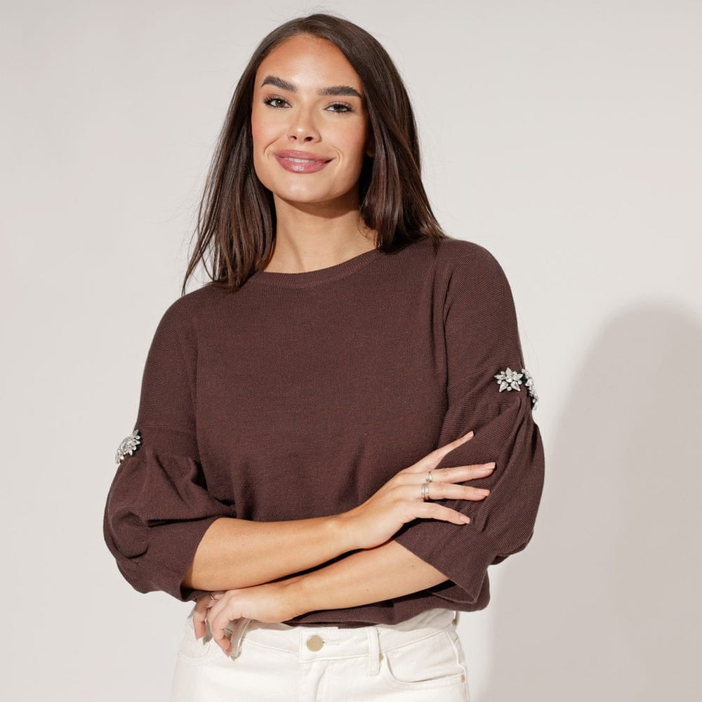 Women's Star Crystal Sleeve Detail Jumper