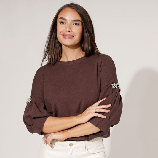 Women's Star Crystal Sleeve Detail Jumper