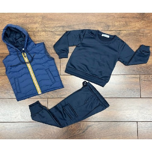 Boys Navy 3pc Tracksuit With Gillet