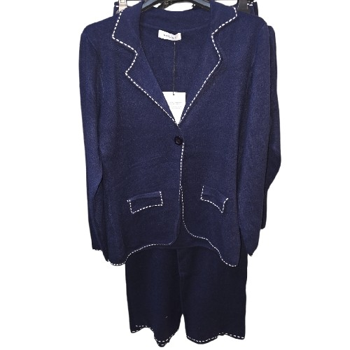 Womens Navy Lounge Wear With White Pipeing
