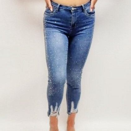 Womens Sparkle Jeans With Diamanté Detail Skinny Fit Push Up