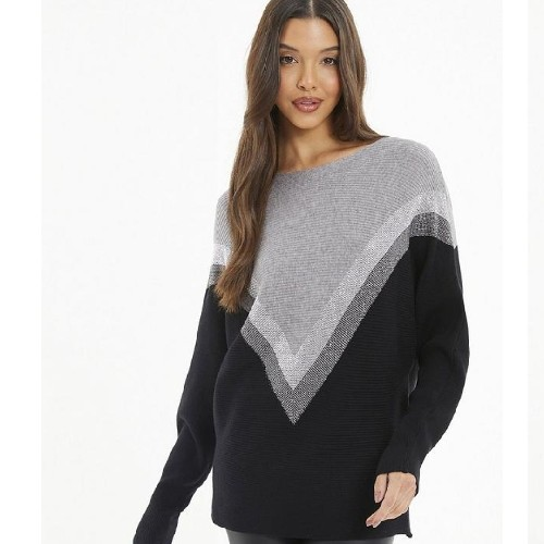 Womens Black Knitted Embellished Jumper