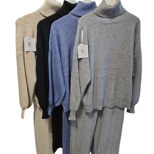 Womens Lounge Wear Tracksuit 4 Colours Roll Neck