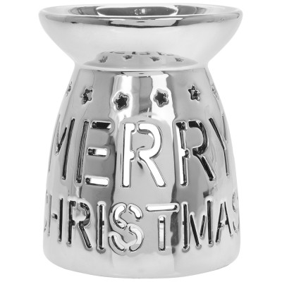 Merry Christmas Silver Wax Burner
