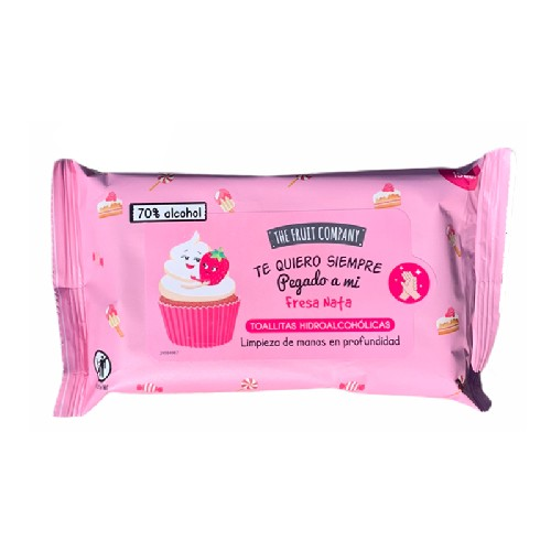 The Fruit Company Hand Wipes 70% Alcohol - Strawberries & Cream Scented