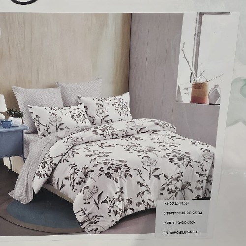 London Home Gray Flower King Size Bedding