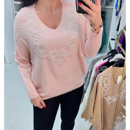 Womens Pearl Detail Supersoft Jumper One Size