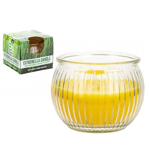 RIBBED GLASS JAR CITRONELLA CANDLE