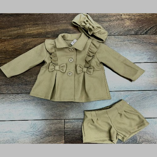 Girls 3pc Caramel Jacket Shorts And Hat