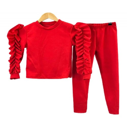 Girl's Red Frill Tracksuit R781