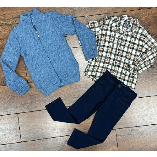Italian Boy 3pc Set Jumper & Shirt And Navy Trousers Q932 