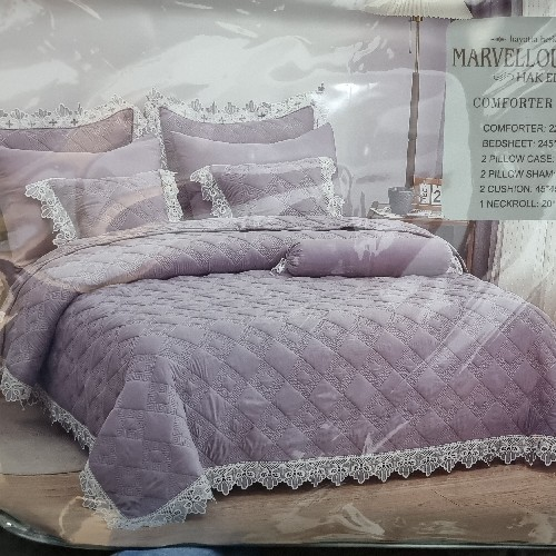 Marvellous Decor Gray/White Lace 9pc Bed Set