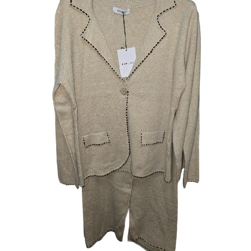 Womens Beige Lounge Wear With black Pipeing.