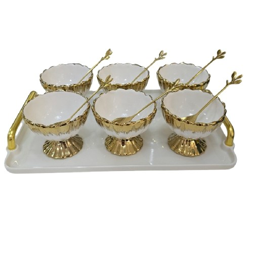 Gold And White Ice-cream Set