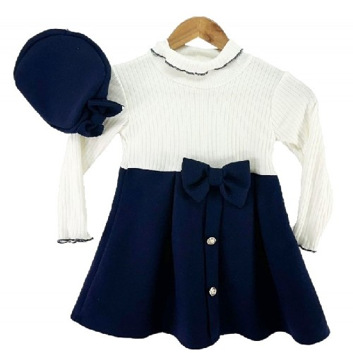 Girl's Dress With Hat Navy R877A