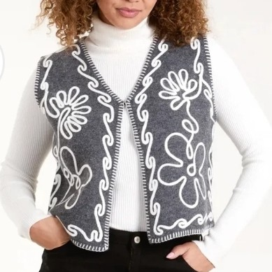 Womens Abstract Embroidered Waistcoat