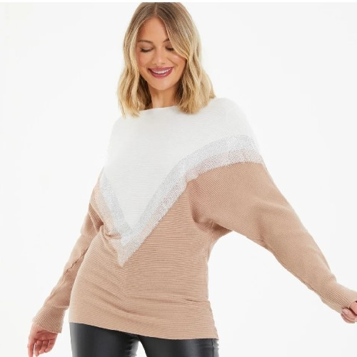 Womens Cream Knitted Embellished Jumper