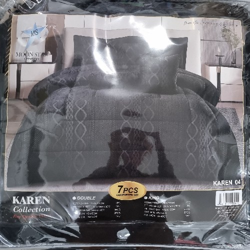Karen Collection Black 7pc Bed Set