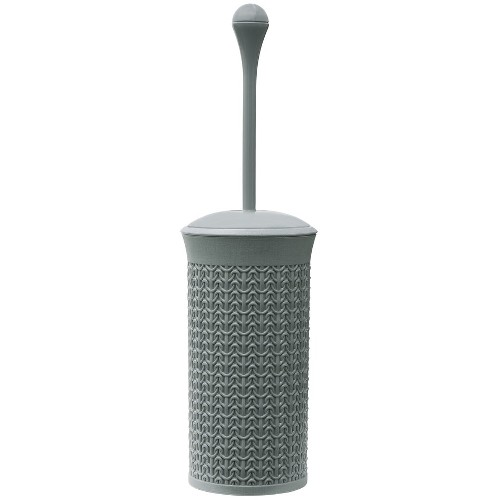 Grey Knit Design Loop Plastic Toilet Brush and Holder