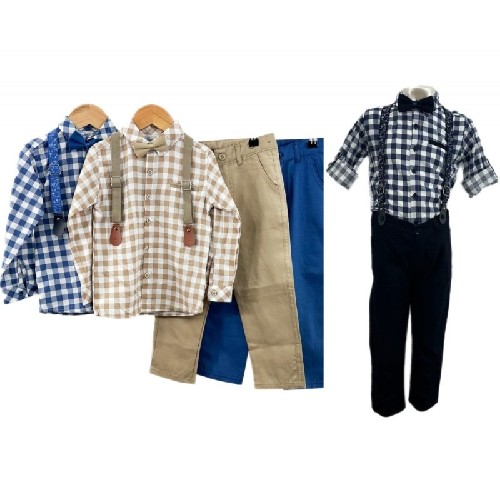 Boys Beige And White Shirt With Beige Trousers R63A