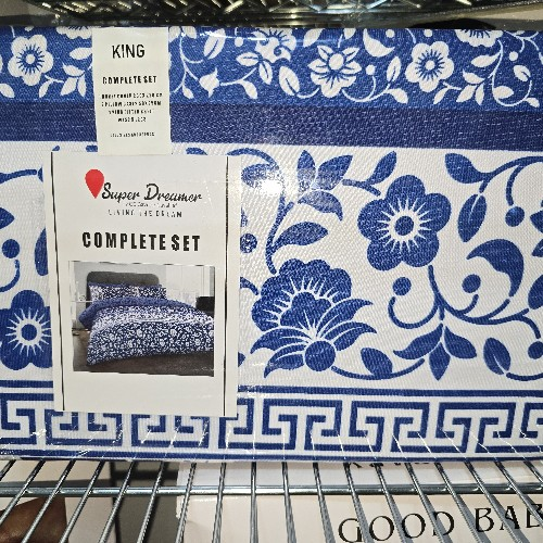 Blue And White King Bed Set