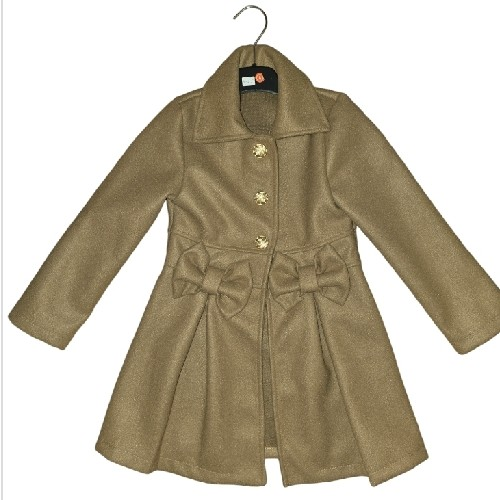 Girl's Caramel Coat With Bows R890