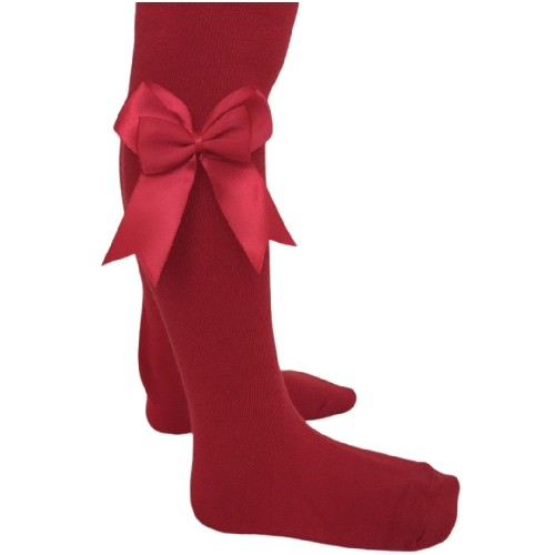 Girl's Red Tights With Bows.