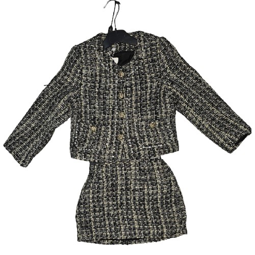 Girls Jacket And Skirt In Dark Tweed