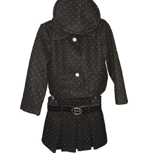 Girls Black With Diamante Jacket, Skirt Plus B Belt And Hat.