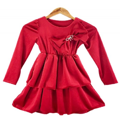 Girl's Dress Red Velvet Crystal Brooch R866