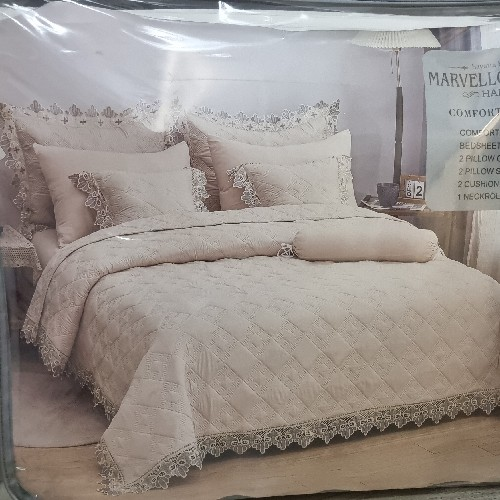 Marvellous Decor Cream/Cream Lace 9pc Bed Set
