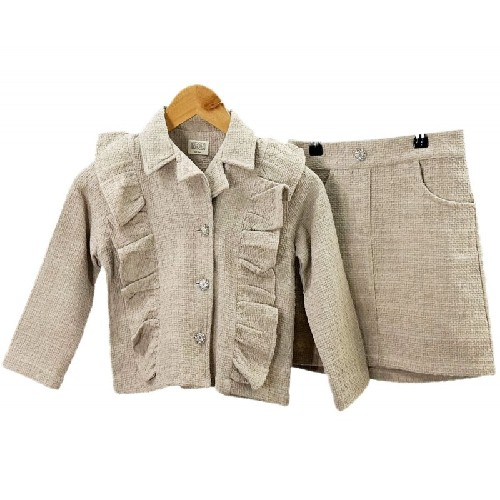 Girl's Beige Tweed Set R664 