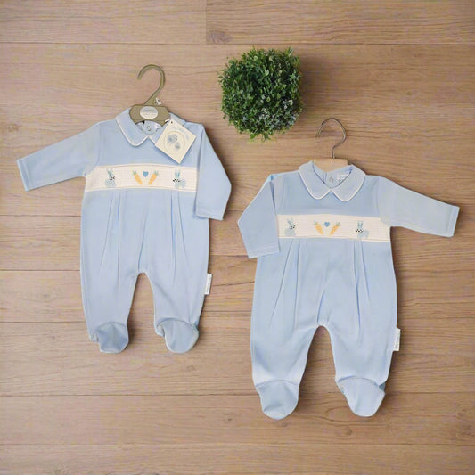 baby boys blue romper suit