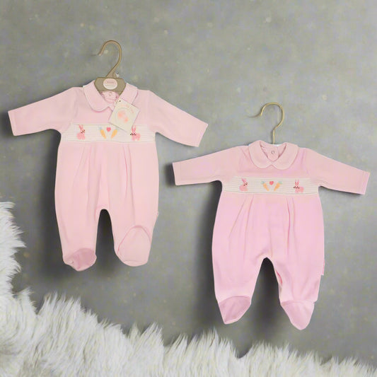 baby girls pink romper suit
