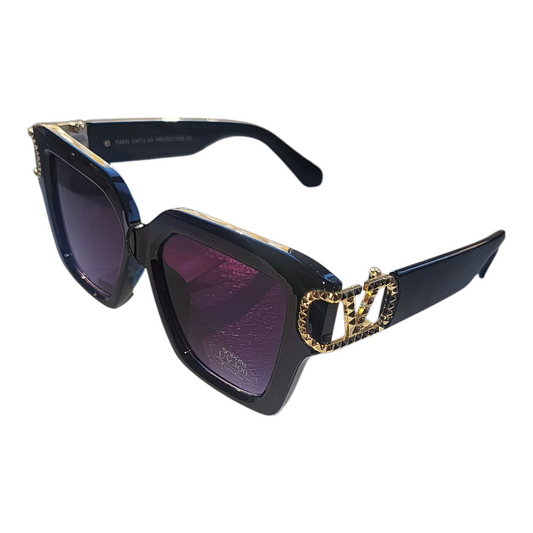 Women's Designer Sunglasses- Gold Hinge Detail- UV 400 Protection