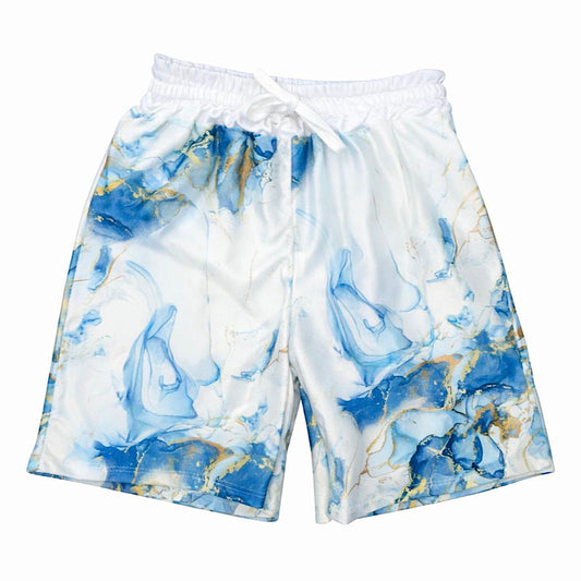 blue marble inspired boys swim shorts