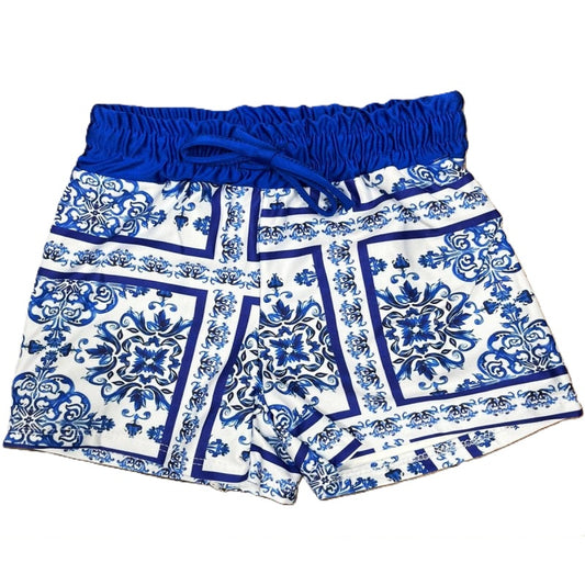 Boys Italian Styled Swimming Shorts- Blue DG Inspired Pattern